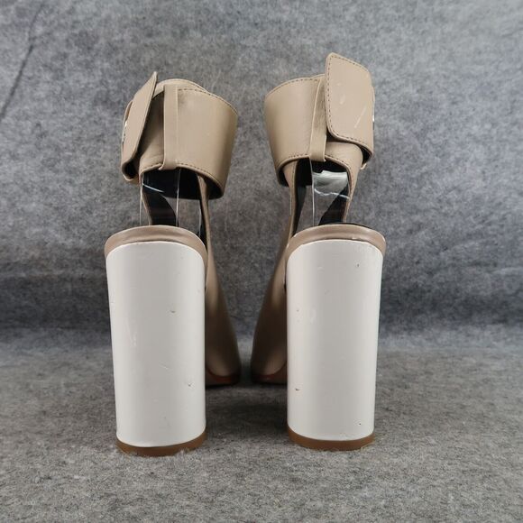 Aldo Shoes Womens 7.5 Pumps Ankle Wrap Buckle Bootie Peep Toe Leather Block Heel - Picture 5 of 16